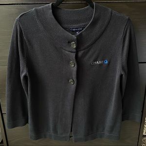 Chase Bank 3/4 sleeve sweater cardigan
